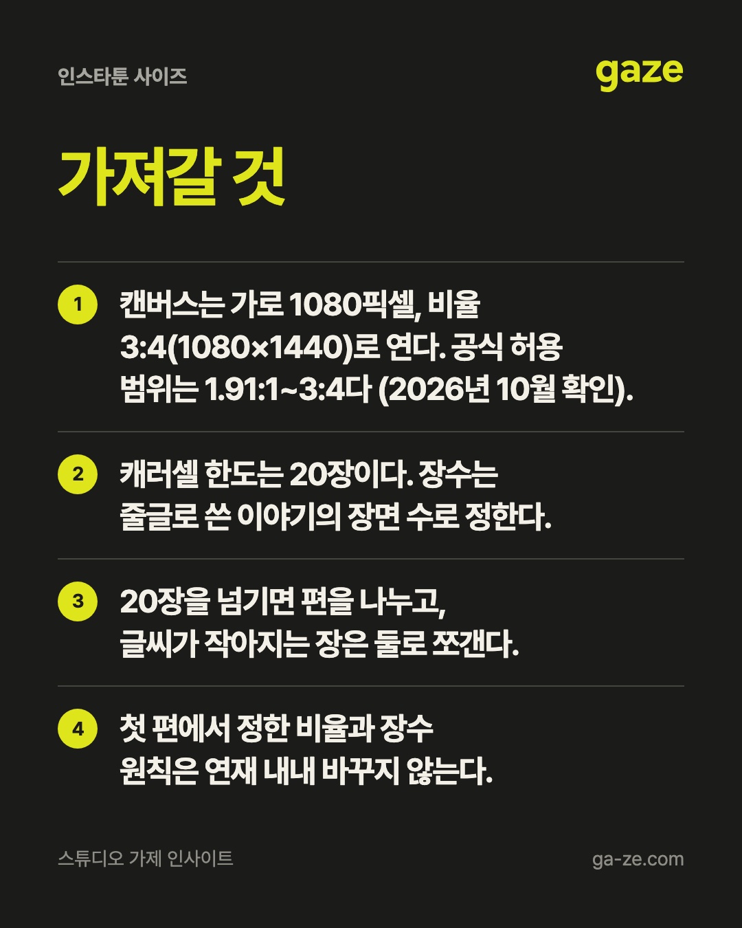 인스타툰 사이즈, 3:4로 잡고 컷 수는 이야기로 핵심 정리